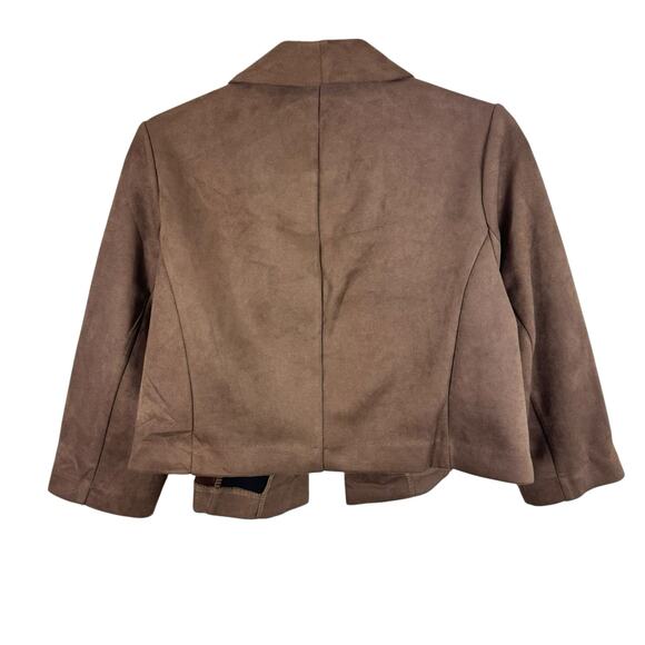 Shelby & Palmer Brown 3/4 Sleeve Cropped Faux Suede Open Blazer Size XL - Picture 2 of 5
